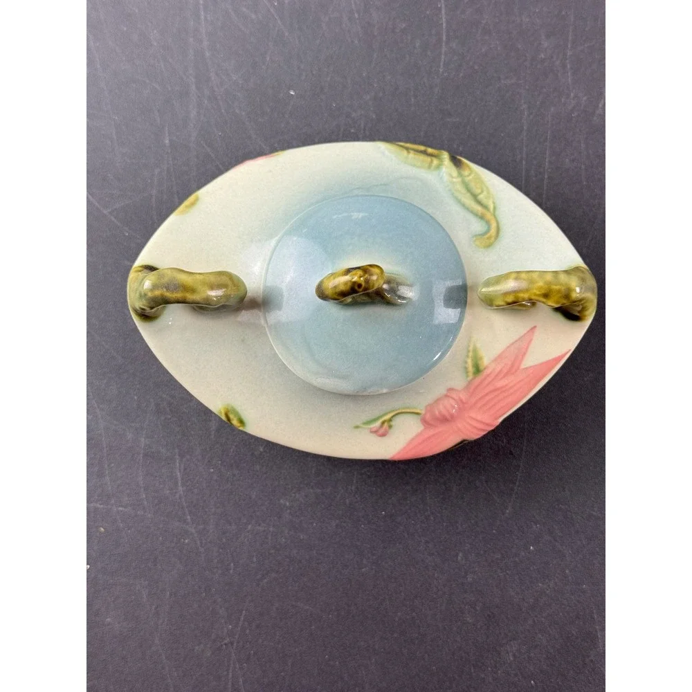 Hull Pottery Wildflower Sugar Bowl and Creamer Set W27 W28 Pink Green Vintage - Picture 9 of 14